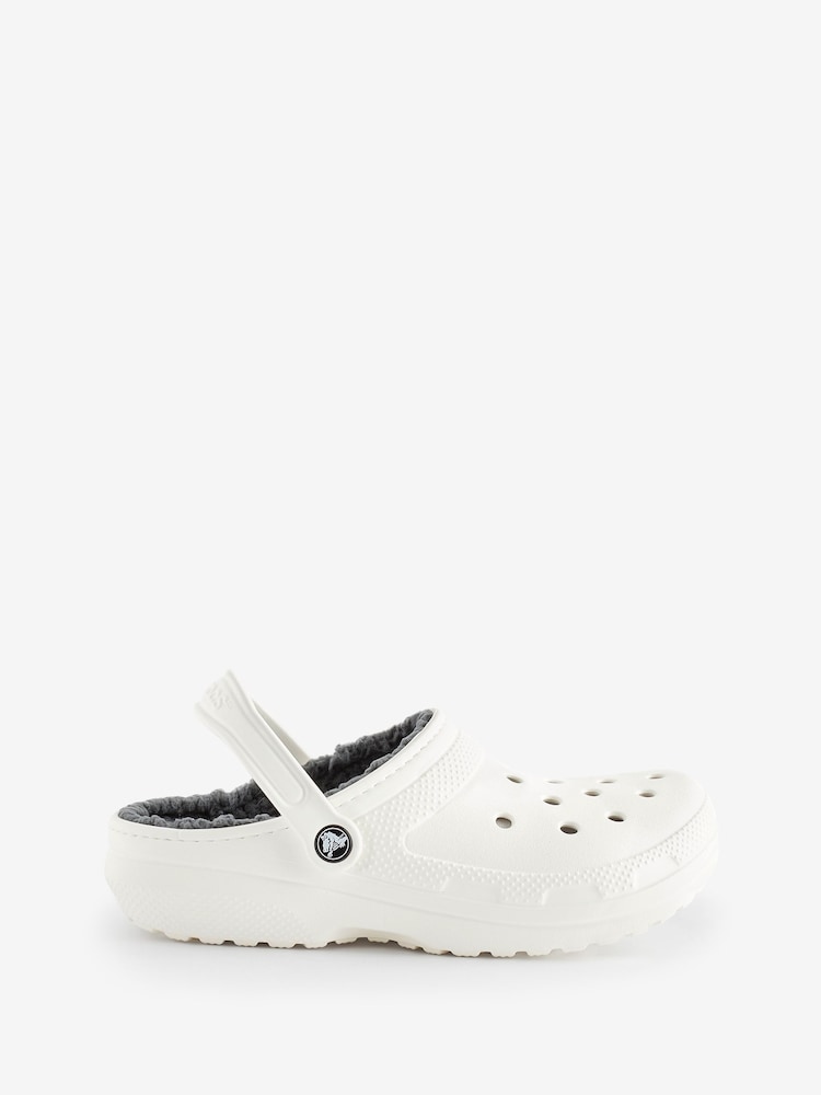 Crocs White Classic Lined Clogs - Image 1 of 7