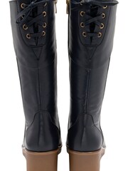 Lotus Blue Leather Zip-Up Mid-Calf Boots - Image 3 of 4
