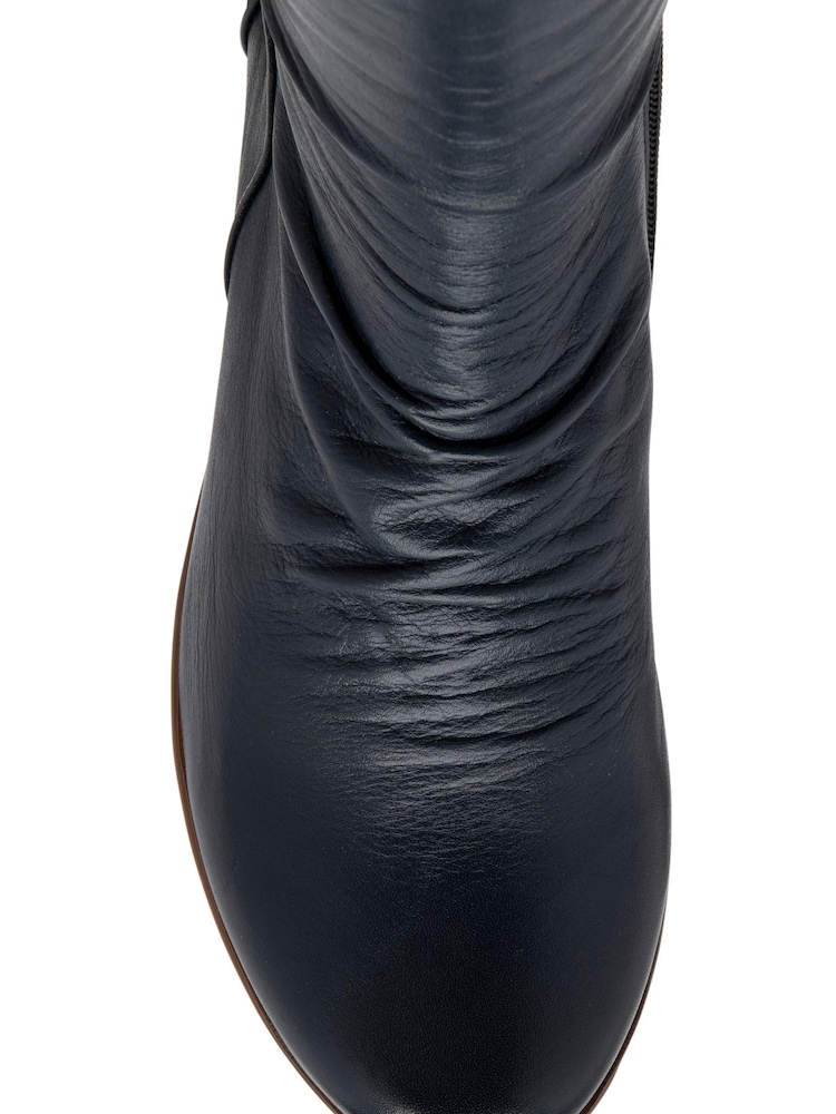 Lotus Blue Leather Zip-Up Mid-Calf Boots - Image 4 of 4