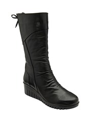 Lotus Black Leather Zip-Up Mid-Calf Boots - Image 1 of 4