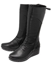 Lotus Black Leather Zip-Up Mid-Calf Boots - Image 2 of 4