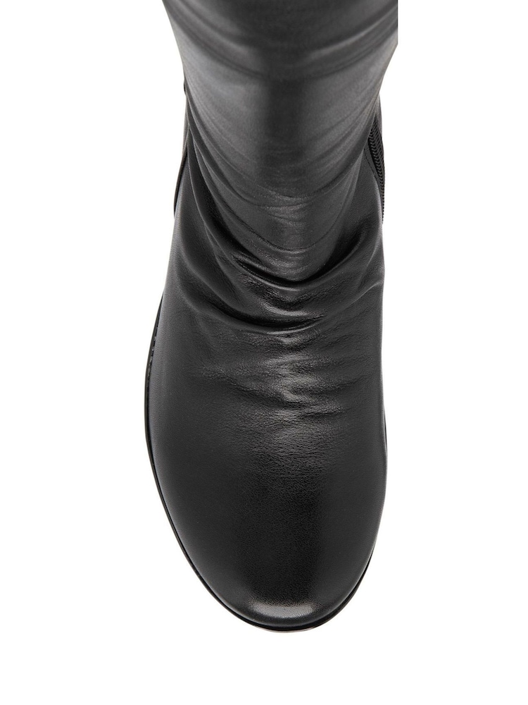 Lotus Black Leather Zip-Up Mid-Calf Boots - Image 4 of 4