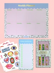 Eleanor Bowmer Multi Weekly Desk Planner Pad With Vinyl Sickers And Pack Of 3 Pens - Image 1 of 1