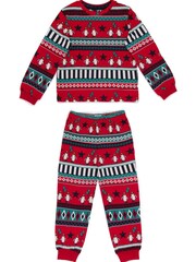 Chelsea Peers Kinder recycelt Faser Rot & Grün Karneval Penguin Faire Insel bedruckt Langer Pyjama Set - Bild 1 von 3