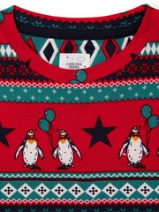 Chelsea Peers Kinder recycelt Faser Rot & Grün Karneval Penguin Faire Insel bedruckt Langer Pyjama Set - Bild 3 von 3