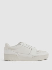 Reiss White Frankie Leather Lace-Up Trainers - Image 1 of 6