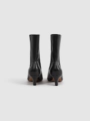 Reiss Black Mina Leather Kitten Heel Chelsea Boots - Image 4 of 5