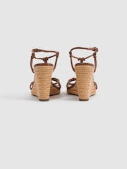 Reiss Tan Isabella Leather Knot Detail Wedge Sandals - Image 4 of 5