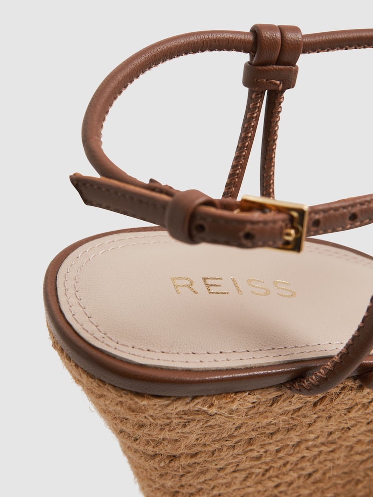 Reiss Tan Isabella Leather Knot Detail Wedge Sandals - Image 5 of 5
