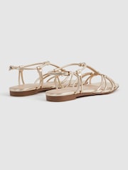 Reiss Gold Iris Metallic Knot Detail Sandals - Image 4 of 5