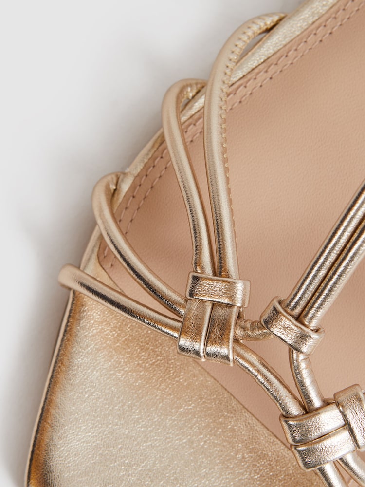 Reiss Gold Iris Metallic Knot Detail Sandals - Image 5 of 5