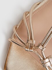 Reiss Gold Iris Metallic Knot Detail Sandals - Image 6 of 10