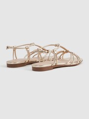 Reiss Gold Iris Metallic Knot Detail Sandals - Image 7 of 10