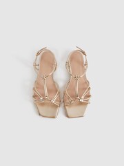 Reiss Gold Iris Metallic Knot Detail Sandals - Image 8 of 10