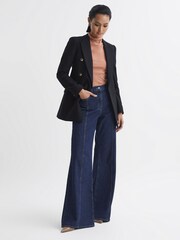 Reiss Taupe Gwyneth Leather Contrast Court Shoes - Image 2 of 7
