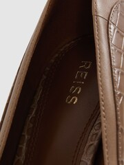 Reiss Taupe Gwyneth Leather Contrast Court Shoes - Image 6 of 7