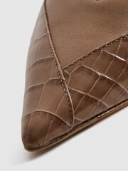 Reiss Taupe Gwyneth Leather Contrast Court Shoes - Image 7 of 7
