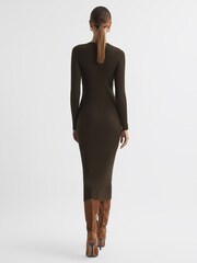 Reiss Khaki Ashley Ribbed Bodycon Midi Dress - Image 5 of 5