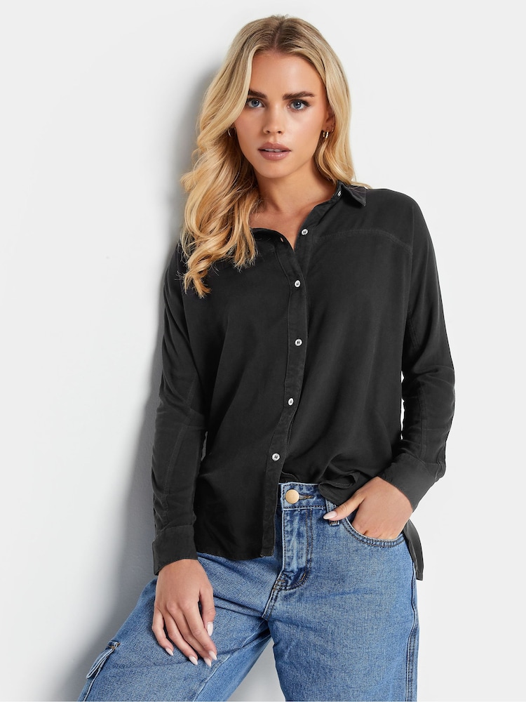 PixieGirl Petite Black Longsleeve Viscose Shirt - Image 1 of 4