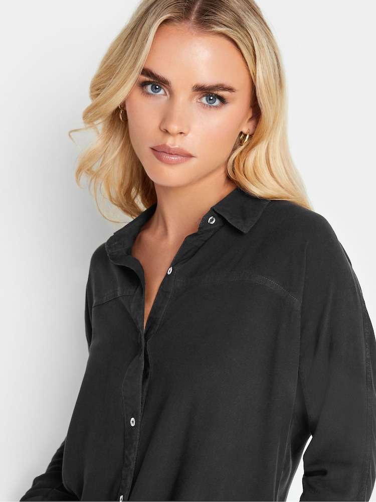 PixieGirl Petite Black Longsleeve Viscose Shirt - Image 4 of 4