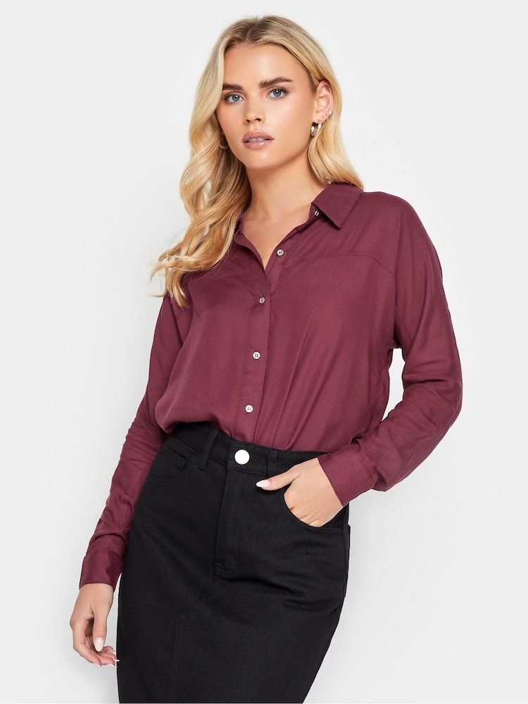 PixieGirl Petite Red Longsleeve Viscose Shirt - Image 1 of 4