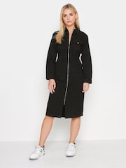 PixieGirl Petite Black Black Zip Up Denim Midi Dress - Image 3 of 4