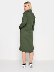 PixieGirl Petite Green Black Zip Up Denim Midi Dress - Image 3 of 4