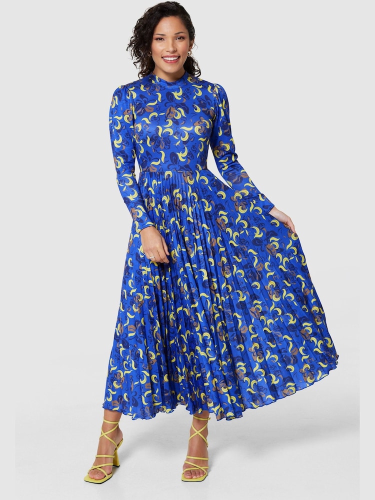 Closet London Blue Pleated Dress - Image 1 of 6