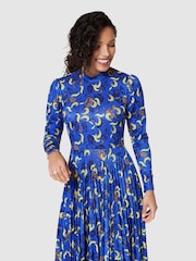Closet London Blue Pleated Dress - Image 5 of 6