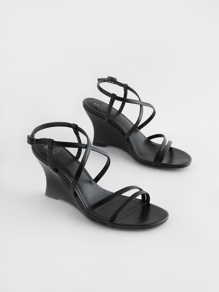 Black Forever Comfort® Strappy Wedges - Image 4 of 8