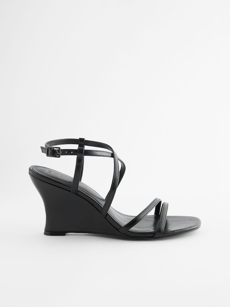 Black Forever Comfort® Strappy Wedges - Image 5 of 8