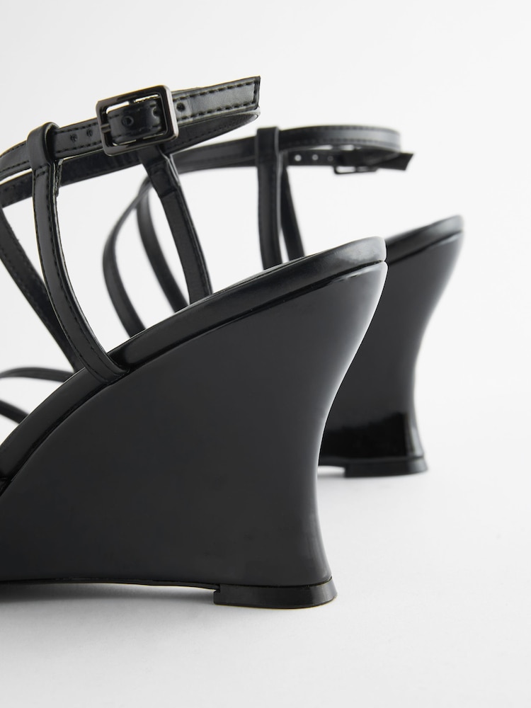 Black Forever Comfort® Strappy Wedges - Image 7 of 8