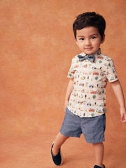Multi Short Sleeve Shirt And Bow Tie Set (3mths-7yrs) - Image 4 of 8