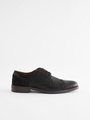 Black Leather Embossed  Blue Sole Brogues - Image 2 of 7