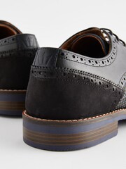 Black Leather Embossed  Blue Sole Brogues - Image 4 of 7