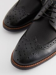 Black Leather Embossed  Blue Sole Brogues - Image 5 of 7