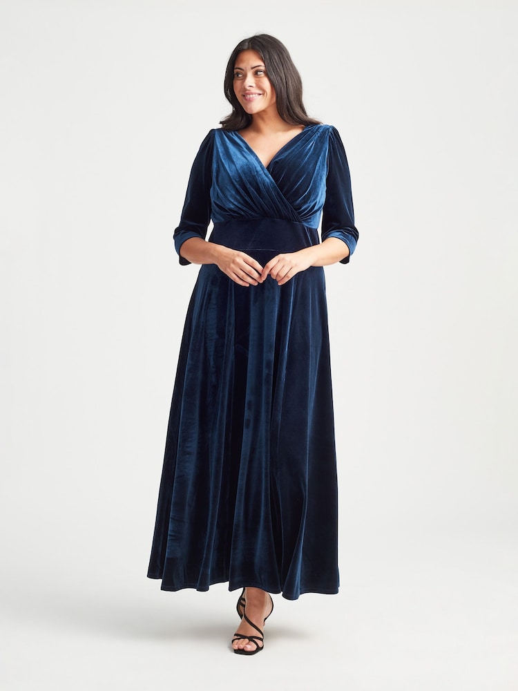 Azul marino - Vestido largo de terciopelo Verity de Scarlett & Jo - Imagen 1 de 4 Azul marino - Vestido largo de terciopelo Verity de Scarlett & Jo - Imagen 1 de 4