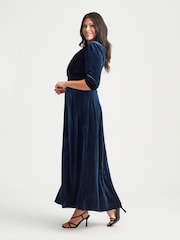 Scarlett & Jo Navy Blue Verity Velvet Maxi Gown - Image 3 of 4