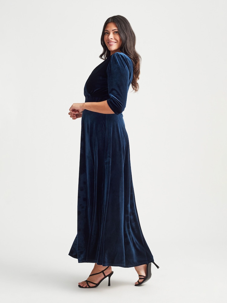 Scarlett & Jo Navy Blue Verity Velvet Maxi Gown - Image 3 of 4