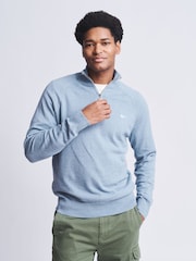 Aubin Bonby Zip Neck Cotton Jumper - Image 1 of 6