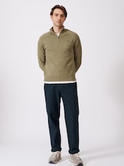 Зеленый - Aubin Bonby Quarter Zip Cotton Jumper - Изображение 3 из 9
