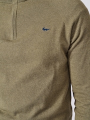 Зеленый - Aubin Bonby Quarter Zip Cotton Jumper - Изображение 4 из 9