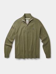 Зеленый - Aubin Bonby Quarter Zip Cotton Jumper - Изображение 6 из 9
