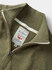 Зеленый - Aubin Bonby Quarter Zip Cotton Jumper - Изображение 7 из 9