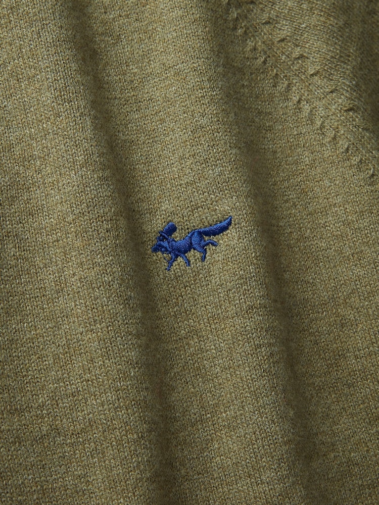 Зеленый - Aubin Bonby Quarter Zip Cotton Jumper - Изображение 9 из 9
