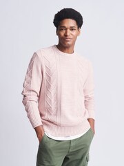 Aubin Pink Northhorpe Stitch Interest Crew Jumper - Image 1 of 7
