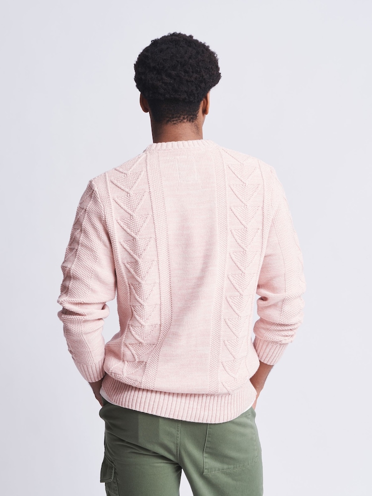 Aubin Pink Northhorpe Stitch Interest Crew Jumper - Image 2 of 7