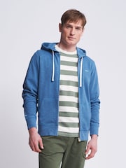 Aubin Blue Fullbeck Slub Zip Up Hoodie - Image 1 of 6