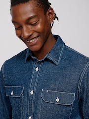 Aubin Blue Detuyll Selvedge Denim Shirt - Image 4 of 7