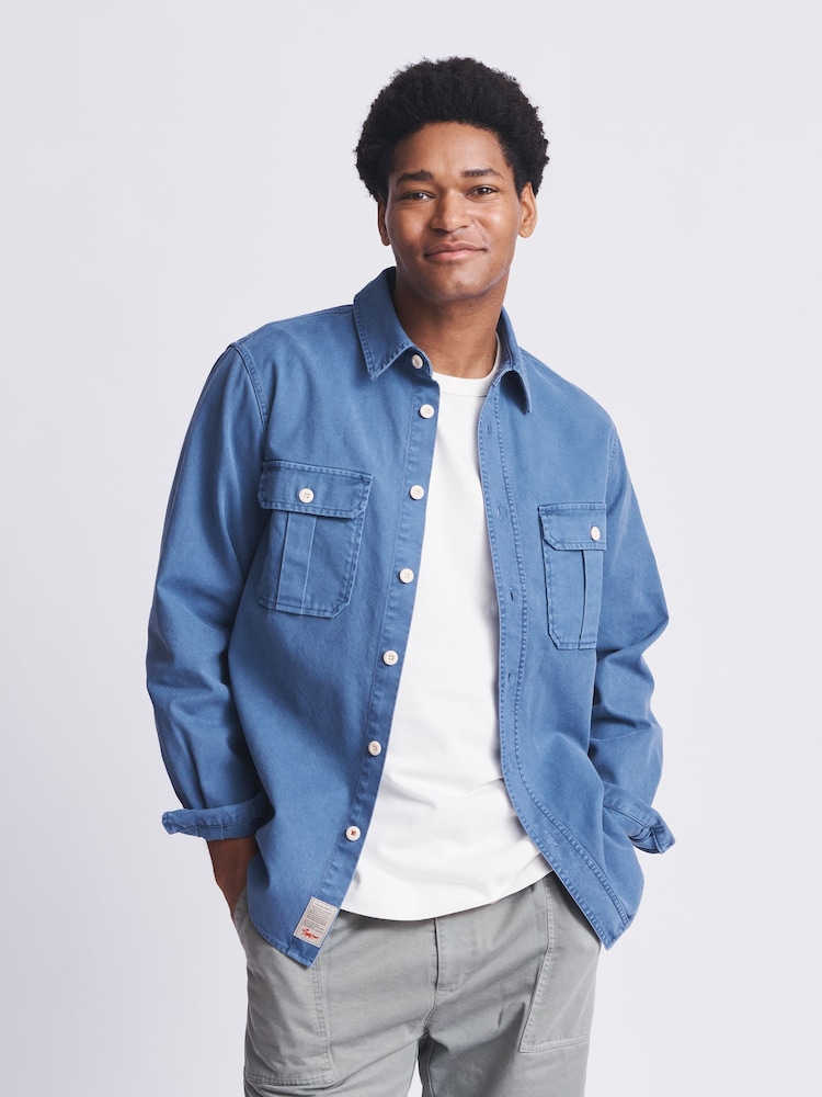 Aubin Blue Dovedale Cotton Twill Overshirt - Image 1 of 7
